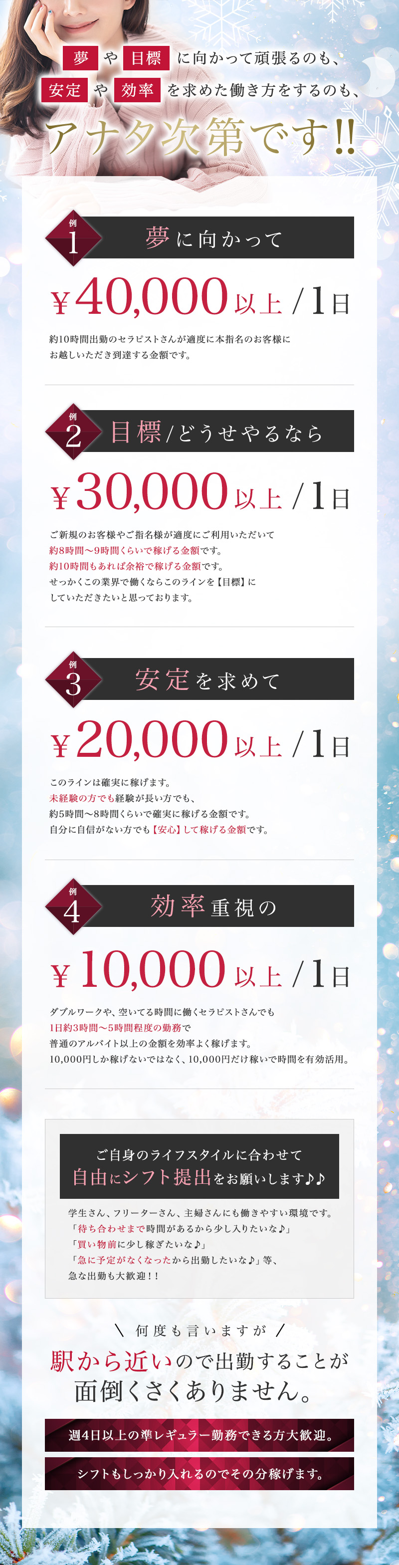 夢や目標に向かって頑張るのも安定や効率を求めた働き方をするのもアナタ次第です！